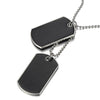 Two-Pieces Mens Dog Tag Pendant Necklace with Black Enamel and 28 inches Steel Ball Chain - COOLSTEELANDBEYOND Jewelry
