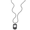 COOLSTEELANDBEYOND Unique Black Dog Tag Pendant Necklace Inlayed with Silver Star-of-David Stainless Steel for Men - coolsteelandbeyond
