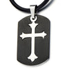 Unique Black Dog Tag Pendant with Cross Stainless Steel Necklace for Men for - COOLSTEELANDBEYOND Jewelry