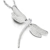 COOLSTEELANDBEYOND Unique Stainless Steel Ladies Dragonfly Pendant Necklace with Cubic Zirconia, 20 Inches Chain - COOLSTEELANDBEYOND Jewelry