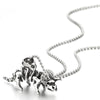 Vintage Steel Triceratops Dinosaurs Skeleton Pendant Necklace for Men Women, 30 inch Ball Chain - COOLSTEELANDBEYOND Jewelry