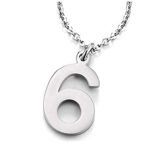 COOLSTEELANDBEYOND Womens Mens Stainless Steel Arabic Numerals Number 1-8 Pendant Necklace with Adjustable Rope Chain - COOLSTEELANDBEYOND Jewelry