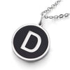 COOLSTEELANDBEYOND Womens Mens Steel Silver Black Name Initial Alphabet Letter A to Z Circle Pendant Necklace, 18 inch Chain - COOLSTEELANDBEYOND Jewelry