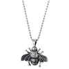 COOLSTEELANDBEYOND Womens Stainless Steel Vintage Queen Bee Pendant Necklace with Cubic Zirconia, Exquisite - coolsteelandbeyond