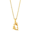 COOLSTEELANDBEYOND Womens Steel Gold Color Two Dolphins Playing Circle Pendant Necklace with 20 inches Rope Chain - coolsteelandbeyond