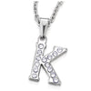 COOLSTEELANDBEYOND Womens Steel Name Initial Alphabet Letter A to Z Pendant Necklace with Cubic Zirconia, 20 inches Chain - COOLSTEELANDBEYOND Jewelry