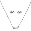 COOLSTEELANDBEYOND Womens Steel Small Infinity Love Number 8 Pendant Necklace, 18 Inches Rope Chain, Earrings Set - coolsteelandbeyond