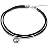 COOLSTEELANDBEYOND Womens Two-Row Black Choker Necklace with Circle Marine Anchor Charm Pendant - COOLSTEELANDBEYOND Jewelry