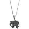 Womens Vintage Dotted Elephant Pendant Necklace Stainless Steel with 23.6 inches Ball Chain - COOLSTEELANDBEYOND Jewelry