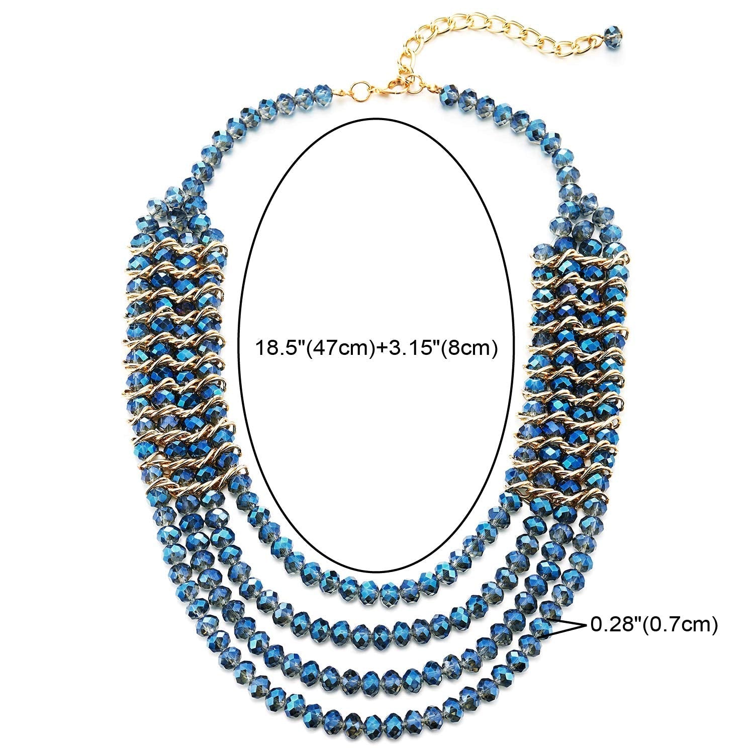Buy Zeelina Ethnic Chunky Choker Necklace Blue Bib Collar Necklaces Fetival  Tribal Beaded Statement Necklace African Egypt Costume Jewelry for Women  and Girls (blue) at Amazon.in