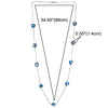 Elegant Long Chain Statement Necklace with Blue Faceted Irregular Crystal Beads Charms Pendant Dress - COOLSTEELANDBEYOND Jewelry