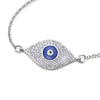 Evil Eye Protection Pendant Necklace with Cubic Zirconia Blue Enamel, Women Steel, Rope Chain - coolsteelandbeyond