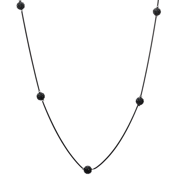 Exquisite Black Statement Necklace Long Chain with Black Rhinestones Exquisite Black Statement Necklace Long Chain with Black Rhinestones