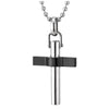 Exquisite Mens Women Cross Pendant Silver Black Two-tone, Stainless Steel Necklace, 23.6 Ball Chain - COOLSTEELANDBEYOND Jewelry