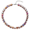 Glamorous Purple Rainbow Cube Navette Crystal Beads Necklace Collar Choker - COOLSTEELANDBEYOND Jewelry