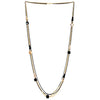 Gold Black Statement Long Necklace Multi-Strand Chains with Cube Cone Crystal Beads, Dress Party - coolsteelandbeyond