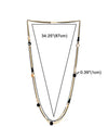 Gold Black Statement Long Necklace Multi-Strand Chains with Cube Cone Crystal Beads, Dress Party - coolsteelandbeyond