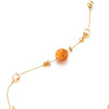 Gold Long Chain Necklace Champagne Cube Crystal Resin Balls Rhinestones Circle Beads Charms Pendant - coolsteelandbeyond