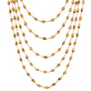 Gold Oval Beads Statement Necklace Multi-Strand Long Chains with Crystal Charms Pendant - COOLSTEELANDBEYOND Jewelry