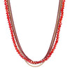 Gold Red Statement Necklace Multi-Strand Long Chains with Red Crystal Beads String Pendant, Dress - coolsteelandbeyond