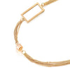 Gold Statement Necklace Multi-Strand Long Chains with Cube Crystal Geometric Rectangle Circle Charm - coolsteelandbeyond