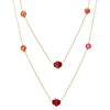 Gold Statement Necklace Two-Strand Long Chain with Red Crystal Resin Faceted Beads Charms - COOLSTEELANDBEYOND Jewelry