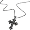 Gothic Vintage Cross Pendant Necklace Stainless Steel Unisex Silver Black Two-tone Ball Chain - COOLSTEELANDBEYOND Jewelry