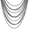 Grey Black Waterfall Multi-Strand Chains Statement Collar Necklace with Rhinestones Chains, Dress - COOLSTEELANDBEYOND Jewelry