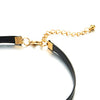 Ladies Womens Braided Leather Choker Necklace with Cubic Zirconia Gold Color Pentagram Star Pendant - coolsteelandbeyond
