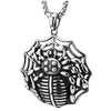 Large Stainless Steel Vintage Spider Web Pendant Necklace for Men Women, 30 inches Wheat Chain - COOLSTEELANDBEYOND Jewelry