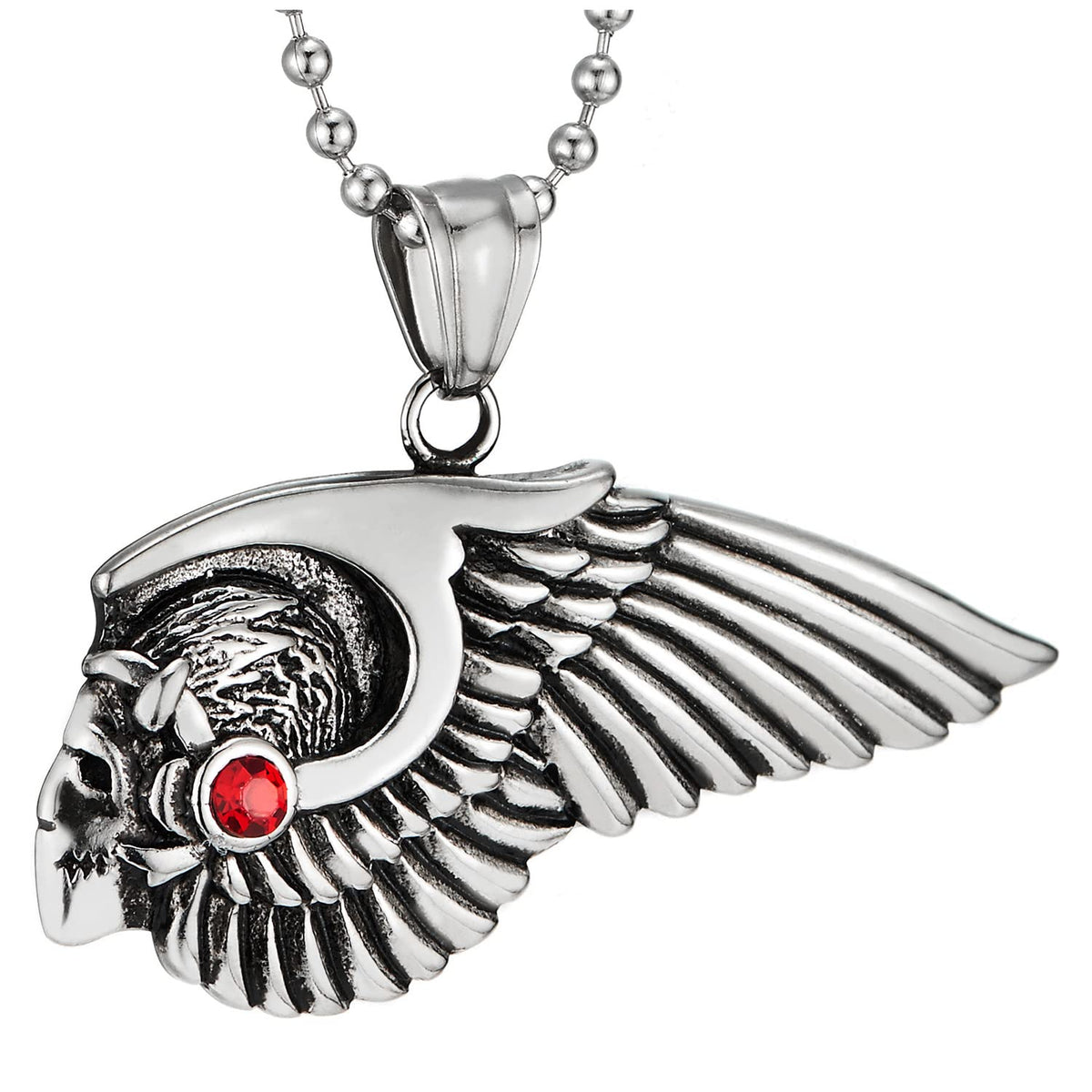 Man Women Steel Vintage Chimpanzees Angel Wing Pendant Necklace with ...