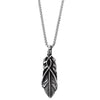 Man Womens Vintage Stainless Steel Feather Pendant Necklace with 30 inches Wheat Chain, Biker Punk - COOLSTEELANDBEYOND Jewelry