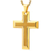Men Women Gold Color Cross Pendant Necklace Steel Sand Glitter, 30 In Wheat Chain Polished and Satin - COOLSTEELANDBEYOND Jewelry