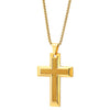 Men Women Gold Color Cross Pendant Necklace Steel Sand Glitter, 30 In Wheat Chain Polished and Satin - COOLSTEELANDBEYOND Jewelry