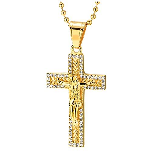 Men Women Gold Jesus Christ Crucifix Arrowhead Cross Pendant Necklace