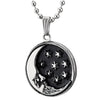 Men Women Stainless Steel Black Silver Crescent Moon Face and Stars Circle Medal Pendant Necklace - COOLSTEELANDBEYOND Jewelry