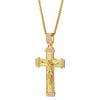 Men Women Steel Gold Color Jesus Christ Crucifix Cross Pendant Necklace with Cubic Zirconia - COOLSTEELANDBEYOND Jewelry