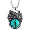 Men Women Steel Teal Protection Evil Eye Feather Crown Cross Pendant Necklace, 23.6 inch Ball Chain - COOLSTEELANDBEYOND Jewelry