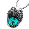Men Women Steel Teal Protection Evil Eye Feather Crown Cross Pendant Necklace, 23.6 inch Ball Chain - COOLSTEELANDBEYOND Jewelry