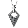 Men Women Steel Vintage Concave Dotted Open Rhombus Cross Pendant Necklace with 30 in Ball Chain - coolsteelandbeyond