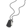 Mens Bullet Dog Tag Pendant Necklace with Black Enamel and 28 inches Ball Chain - coolsteelandbeyond