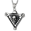 Mens Cool Stainless Steel Grid Triangle Bone Skull Pendant Necklace with 30 inches Wheat Chain - COOLSTEELANDBEYOND Jewelry