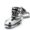 Mens Stainless Steel Vintage Boots Pendant Necklace, 23.6 inches Wheat Chain - COOLSTEELANDBEYOND Jewelry
