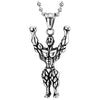 Mens Stainless Steel Vintage Strong Muscle Bodybuilder Fitness Pendant Necklace, 23.6 in Ball Chain - COOLSTEELANDBEYOND Jewelry