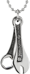 Mens Stainless Steel Wrench Spanner Pendant Necklace with 30 inches Ball Chain - COOLSTEELANDBEYOND Jewelry