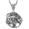 Mens Steel Vintage Skull Mechanic Gear Wheel Rose Medal Pendant Necklace, 30 in Chain - coolsteelandbeyond