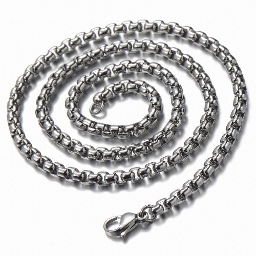 Mens Steel Vintage Skull Mechanic Gear Wheel Rose Medal Pendant Necklace, 30 in Chain - coolsteelandbeyond