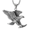 Mens Vintage Flying Eagle Grabbing Fish Pendant Necklace Stainless Steel, 30 in Wheat Chain - coolsteelandbeyond