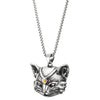 Mens Women Animal Lover Steel Three-dimensional Cat Pendant Necklace with Gold Color Bead - COOLSTEELANDBEYOND Jewelry