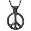 Mens Women Biker Steel Black Anti-War Peace Sign Pendant Necklace with Star Pentagram, 23.6 in Chain - COOLSTEELANDBEYOND Jewelry